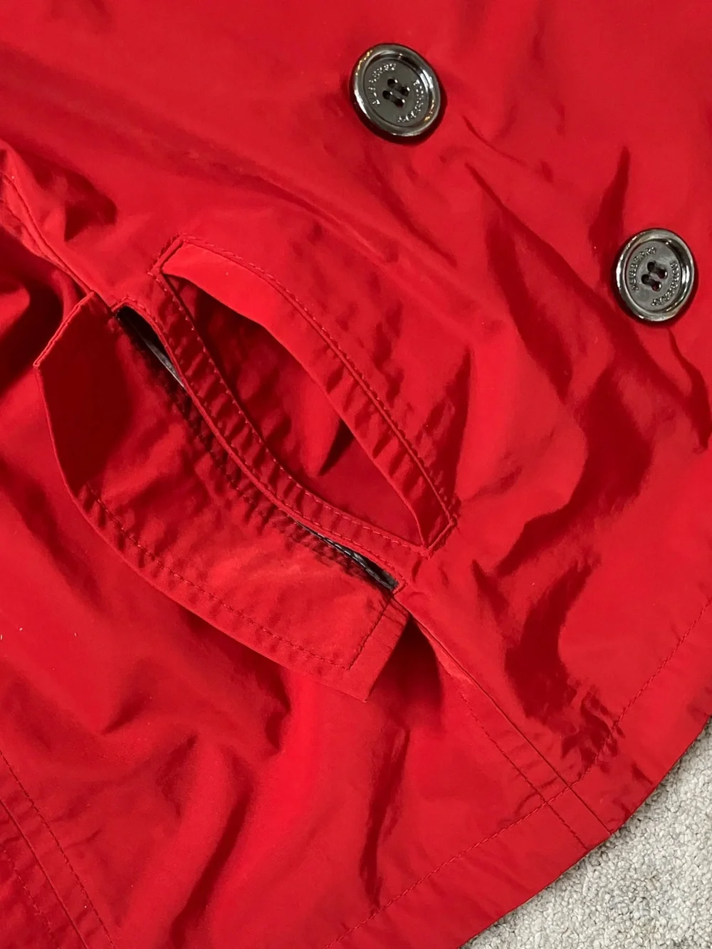 Burberry Red Double-Breasted Kids' Hooded Rain Cape / Poncho